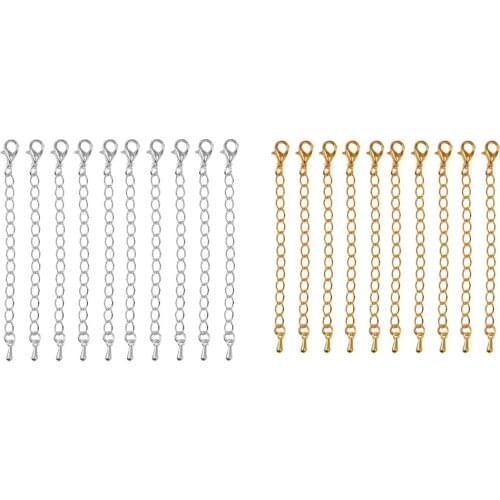 20 Pcs Extension Chain with Lobster Clasps for Jewelry Handmade Craft 70 mm