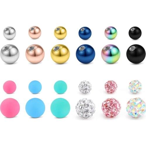 Pierced Replacement Ball 24PCS Replacement Ball Belly Button Ring Barbell Parts Nipple Ring Tongue Ring Industrial Barbell