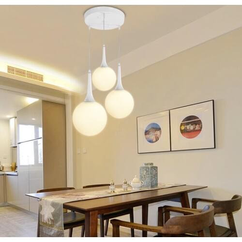 3 HEAD Modern brief white glass ball pendant light restaurant lamp living room lights stair Pendant lamp FG731