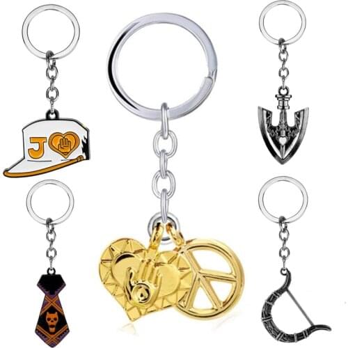 Anime JOJOs Bizarre Adventure Figure Baseball Cap Shape Key Chain Metal Pendant Keychain Car Key Ring Trinket Gift