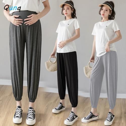 Qunq Maternity Pant Spring Fall Casual Harem Pants for Pregnant Woman 2020 New Solid Color Female Loose Trousers