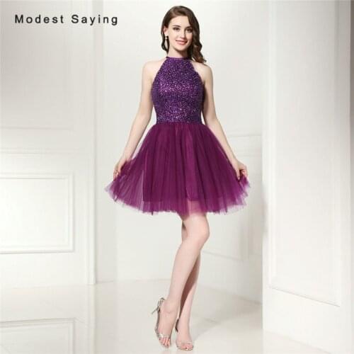Elegant Grape Purple A-Line Short Homecoming Dresses 2017 with Beaded Bodice Girls 8th grade graduation-dresses-for-high-school