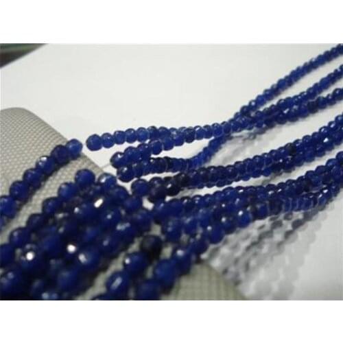 DD 4mm Faceted Blue Sapphire Loose Beads 15"