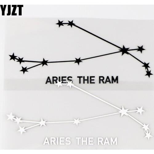 YJZT 14×6.3CM Interesting Star Car Stickers Vinyl Decal Zodiac Constellation Aries Black / Silver 10A-0422