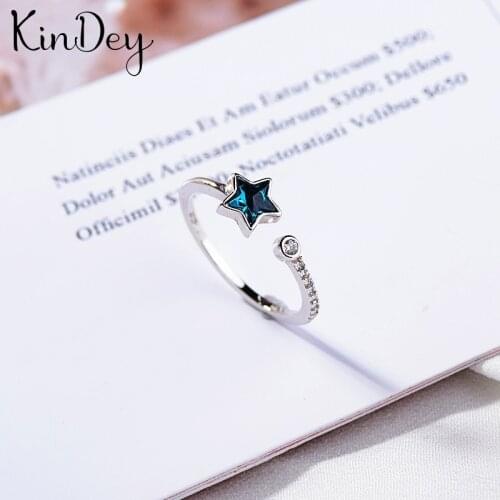 Kindey Personality Exaggerated Silver Color Star Rings For Women Engagement Jewelry Girls Open Finger Rings