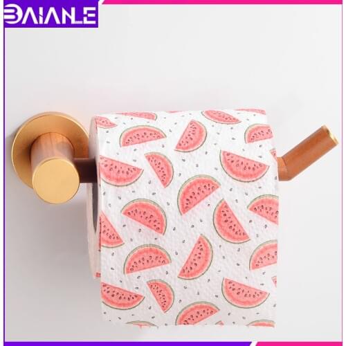 Creative Toilet Paper Holder Wood Aluminum Roll Paper Holder Rack Wall Mounted Paper Towel Holder WC Bathroom Tissue Roll Hanger