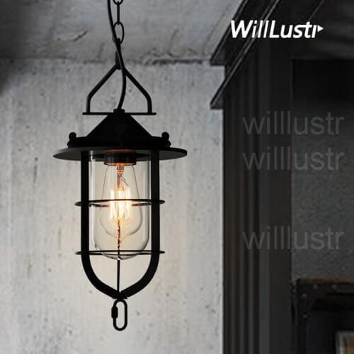Willlustr metal dock suspension lamp iron frame glass pendant light hotel hall restaurant dinning living room hanging lighting