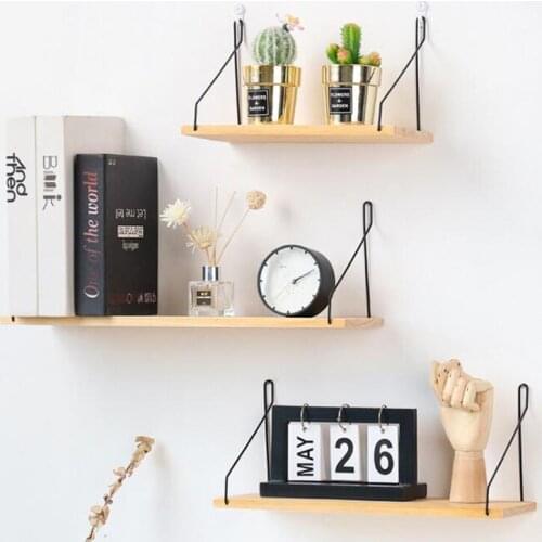 Metal Wooden Wall Hanging Plant Flower Pot Tray Mounted Floating Wall Shelves Nordic Home Decoration Moredn Simple Design