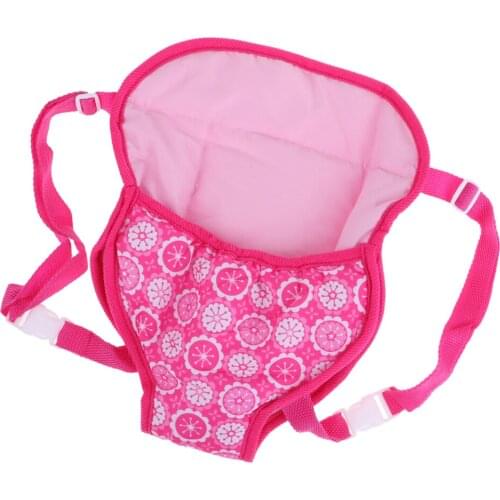 Cute Kids Backpack Schoolbag Doll Carrier Bag for 18inch Pink Flower Pattern