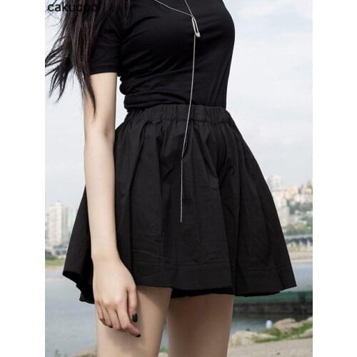 Cakucool 2019 Women high waist pure black sweet cute girl dance mini skirt Cosplay black skirt fashion female mini skirt short