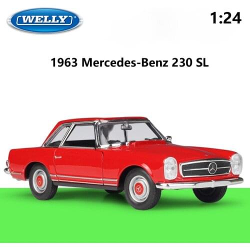 WELLY Diecast 1:24 Car 1963 Mercedes Benz 230 SL/Benz 220 Classic Metal Model Car Alloy Toy Car For Children Gift Collection