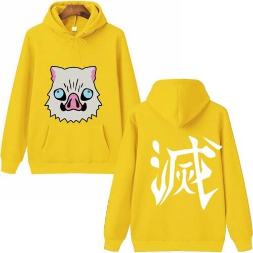 Fashion Latest Japanses Anime Costume Demon Slayer Kisatsutai Inosuke Boar Mask Printing Hoodies Harajuku Sweatshirt