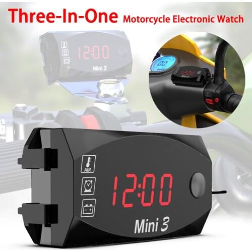 Motorcycle 3in1 Electronic Clock Thermometer Voltmeter Universal Waterproof Dust-proof Voltmeter Display Motorbike Accessories