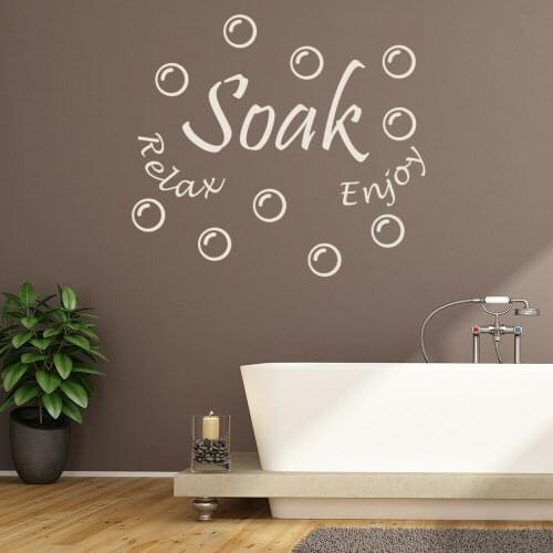 Bathroom Quote Wall Decal Soak Relax Enjoy Words Lettering Art Mural Door Window Vinyl Stickers Bath House Interior Decor Q062