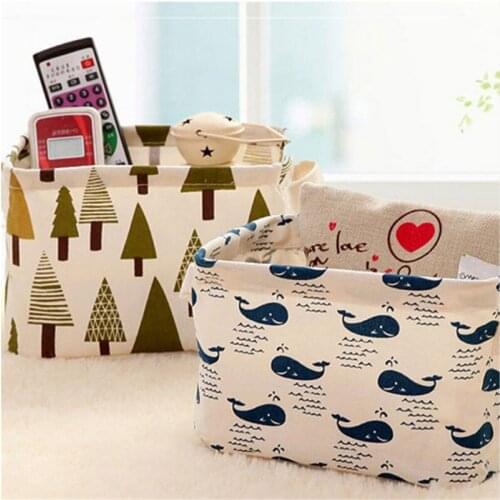 Nolety Printed Animal Linen Desk Rack Storage Box Holder Jewelry Cosmetic Stationery Sundries Organizer Home Baskets Case