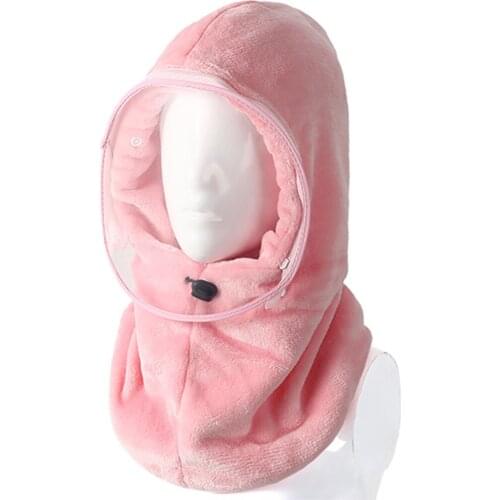 New Trend Winter Women Cycling Hat with Transparent Face Cover Ear Neck Protection Windproof Ski Cap Flannel Thicken Hat SCI88