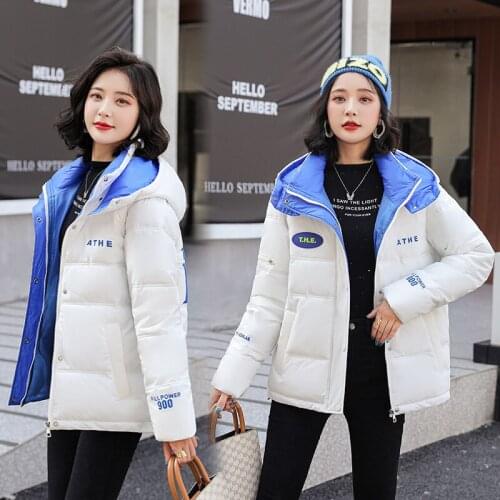 New 2021 Women Short Jacket Winter Thick Hooded Cotton Padded Coats Female Korean Loose Puffer Parkas Ladies Oversize Outwear