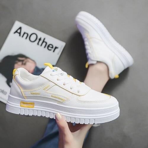 2021 Spring New Ladies White Shoes Korean Casual Breathable Sports Shoes Female Students Increase Running Vulcanized Shoes