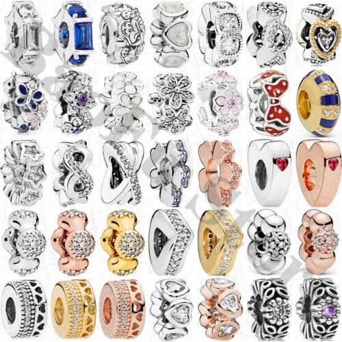 Original 100% 925 Sterling Silver Beaded Shiny Charm Small Spacer Love Romance Suitable For Bracelet DIY Jewelry