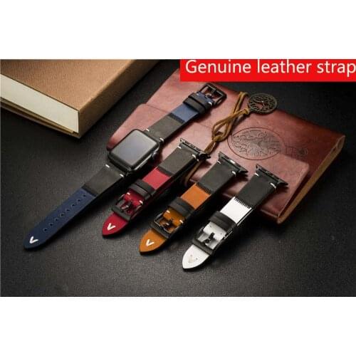 Newest Genuine Leather strap for apple watch wristband series SE 5 4 SE 44mm 40mm for iwatch 6 band 3 2 1 38 42mm