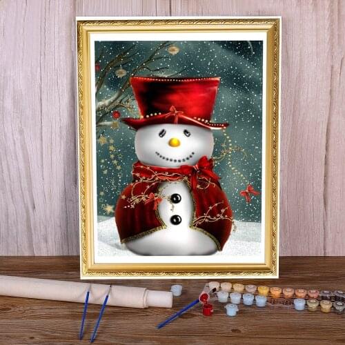 Christmas Snowman Paint By Numbers Set Oil Paints 40*50 Canvas Pictures Home Decor For Kids Handiwork Wholesale