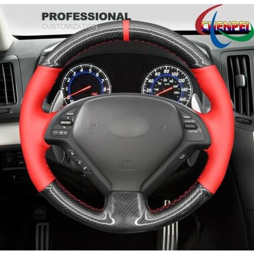 DIY Hand-Sewn PU Carbon Fiber Leather Car Steering Wheel Cover For Infiniti G25 G35 G37 QX50 EX Car Interior Accessories