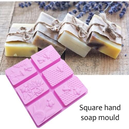 Honey Bee Silicone Soap Mold diy Handmade Craft 3D Soap Mold Silicone Rectangular 6 Forms Soap Molds For Soap Making