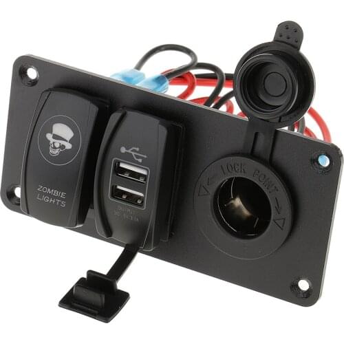 Push Rocker Switch With Power Socket and USB Charger Universal for 12V/24V UTV Boat Car Truck