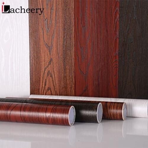 Vintage Bedroom Wardrobe Door Contact Paper Wood Grain Vinyl Wallpaper Peel and Stick Film Table Furniture Waterproof Home Decor