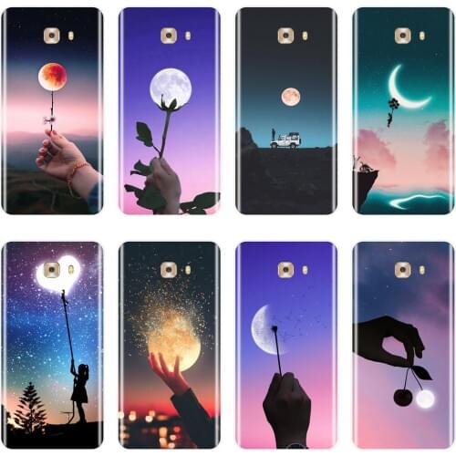 TPU Back Cover For Samsung Galaxy C5 C7 C8 Star Moon Heart Flower Soft Silicone Case For Samsung Galaxy C9 C7 C5 Pro Phone Case