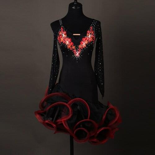 Latin Dance Costumes Sexy Senior Gauze Fringe Latin Dance Dress For Women Latin Dance Dresses Plus Size S-XXXL lq020