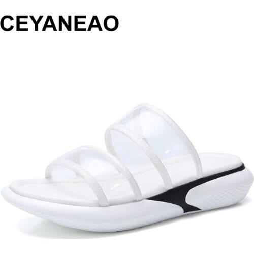 CEYANEAO 2019 summer women slippers jelly shoes ladies slip on slippers for indoor Women transparent platform beach E020