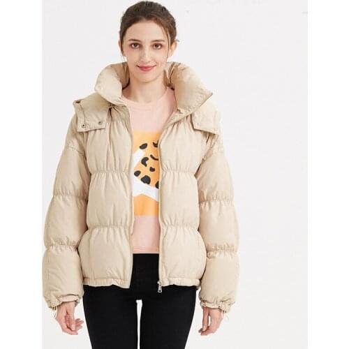 Winter Women Short Down Jacket Pink Collar Bread Outerwear Original Design Hooded Coat Green