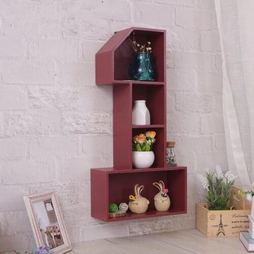 1PC Zakka Wooden Wall Storage Rack Home Furnishing "1" Cabinet Wall Hanging Decoration Storage Box ENM 004