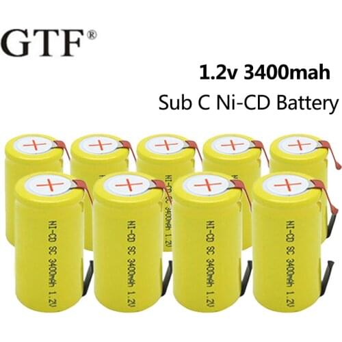 2-20pcs SC Ni-CD Batteries 1.2V 3400mah Sub C Ni-CD Rechargeable Battery for Bosch Hitachi Dewalt Electric Drill Power Tool Cell