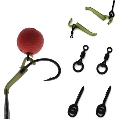 20PCS Carp Fishing Accessories Carp Boilies Bait Screw Hook Line Aligner Micro Ring Swivel Fishing Tackle for Hair Chod Rig Make