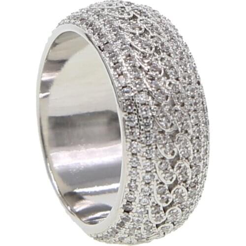 2019 shiny AAA cubic zirconia micro pave ring for women men Luxury engagement band top quality silver color CZ finger jewelry