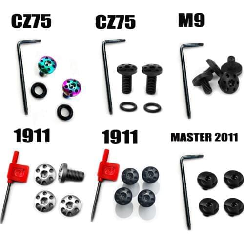 4Pieces Stainless Steel Customized 1911 CZ75 85 97 SP-01 Shadow Beretta 92fs M9 MST2011 Grips Screws CNC T8 Plum Nail with Ring