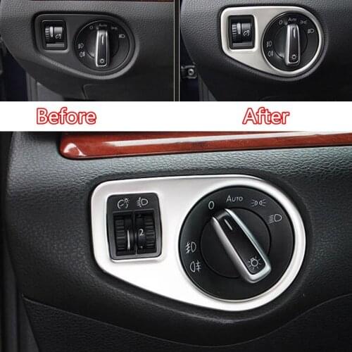 Car Interior Front Head Light Lamp Adjust Switch Button Frame Trim Styling Sticker For VW Sharan 2013 2014 2015 2016