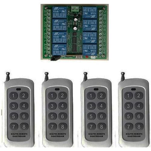 DC12V 8CH 10A 315mhz RF Wireless Remote Control Relay Switch Security System tubular motor garage door shutters/ lamp