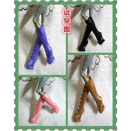 20 Pairs/lot Mixed-Colors High Heels Hole Boots For Monster Dolls 1/6 Doll Plastic Long Boots Toy Shoes Factory Wholesale