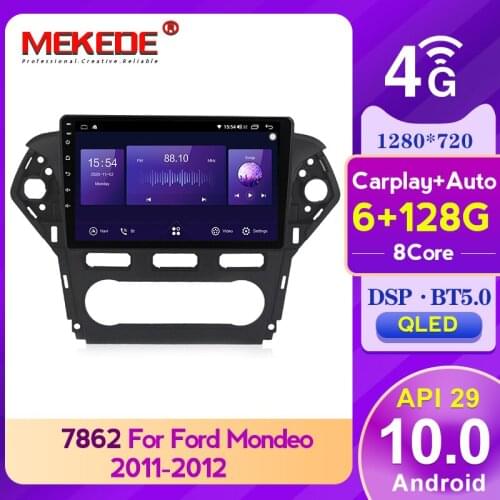 DSP 4GLTE WIFI 6+128G Android10.0 For Ford Mondeo 4 2011-2012 1280*720QLED Car multimedia video gps radio player No DVD 2 din