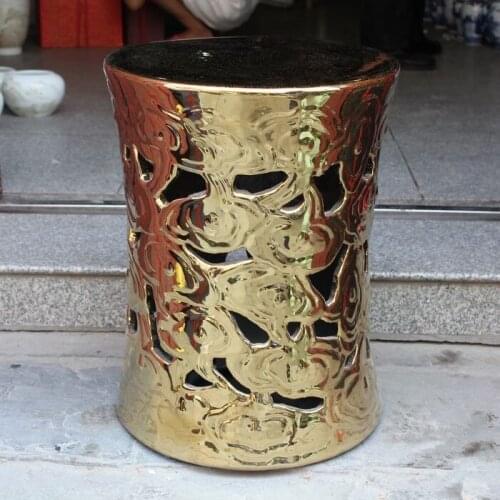 Jingdezhen Indoor ceramic Antique home drum porcelain garden stool Glazed hand painted round gold ceramic garden stools