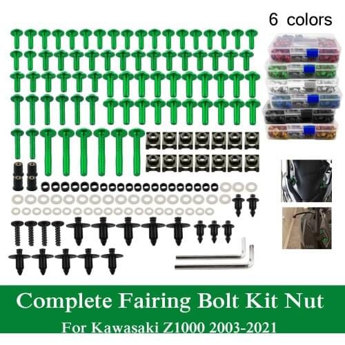 Fit For Kawasaki Z1000 2003-2021 04 05 06 07 08 09 10 11 13 15 CNC Alloy Complete Fairing Bolts Kit Nut Bodywork Screws Clip