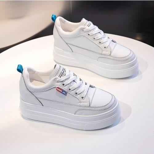 LEOSOXS Women Sneakers Platform 8cm Comfort Flats Spring Autumn Ladies Casual Sneakers Female White Vulcanized Shoes For Women