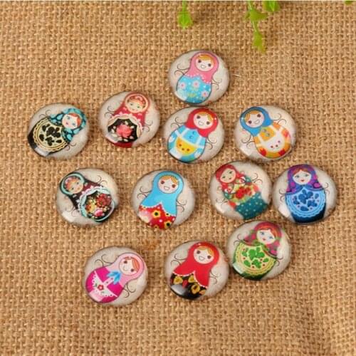 Cute Mini Doll Round Flatback Glass Mosaic Dome Cabochons Gems for Jewelry Making Handcrafts