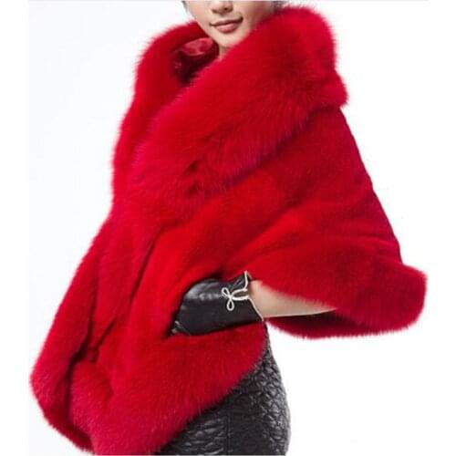 Brieuces new Winter lady warmth new Imitation fox furs coat cloak imitation mink fur women fur shawl