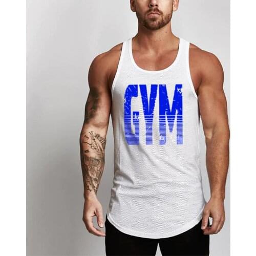 New Quick Dry Mesh Running Vest Training Workout Sport Tank Top Men Bodybuilding Fitness Clothing Mens Gym Sleeveless T-shirt