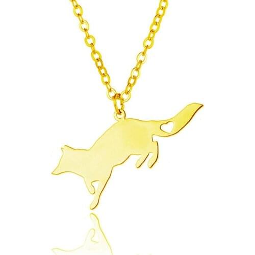 New Running Fox Charm Necklace Gold Color Silver Color Stainless Steel Fox Pendant Necklace Polar Fox Jewellery