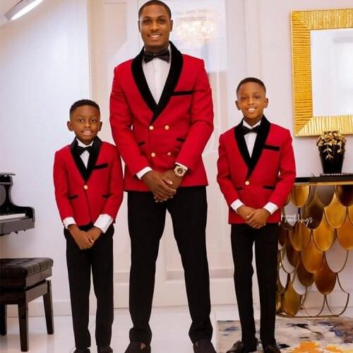 New Fashion Double Breasted Red Groom Tuxedos Shawl Lapel Groomsmen Mens Suits Blazers (Jacket+Pants+Tie) W:793